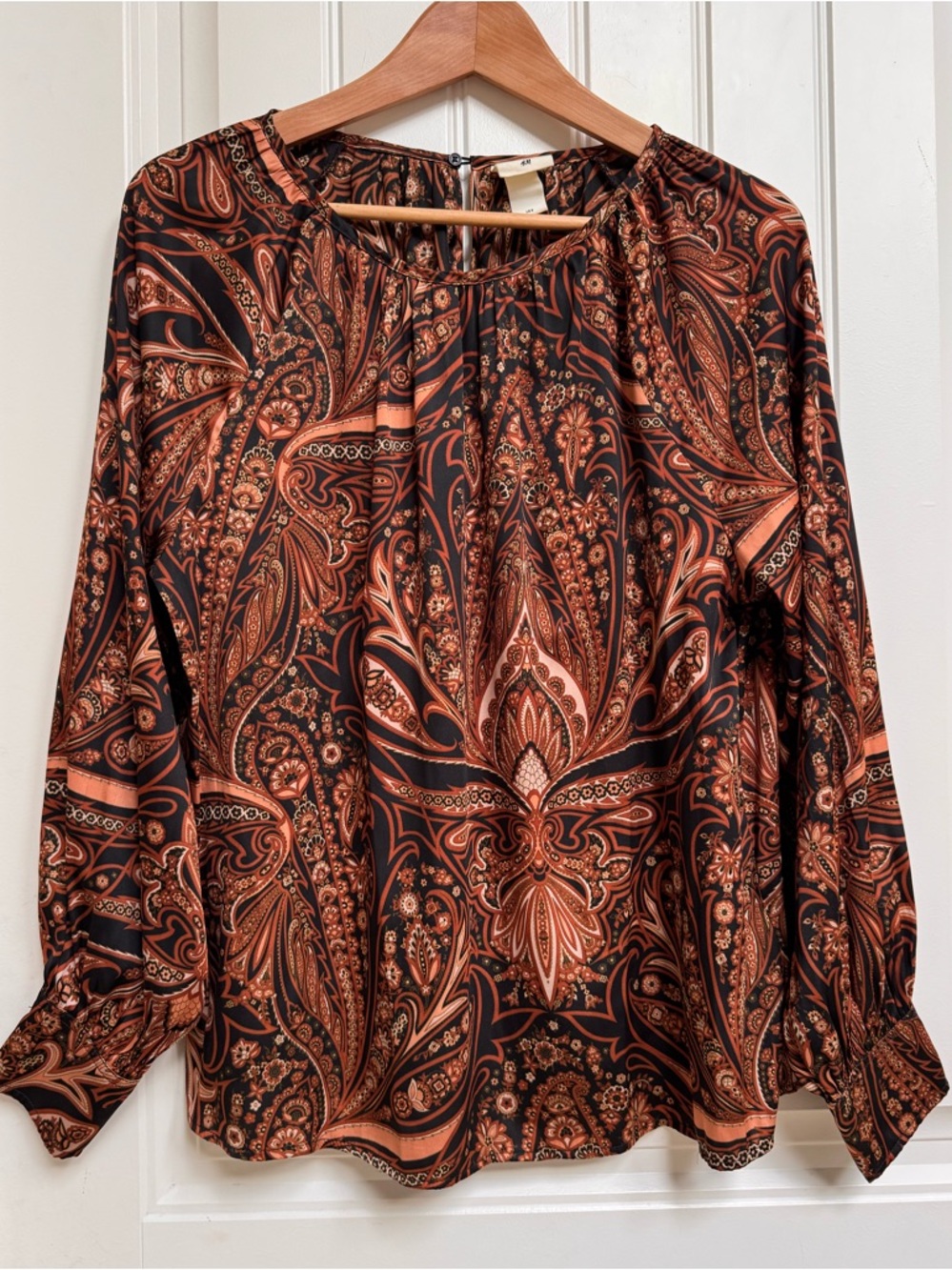 H&M x Richard Allen Brown Paisley Blouse. Size 8